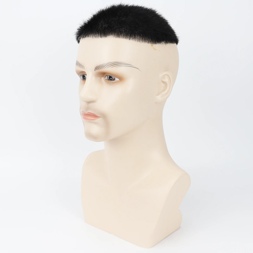 Men Toupee Silk Skin Base  PU Silicone Human Hair Topper V Loop Injected Single Knots 8x10in Short Cut Hair for Salon Stylist