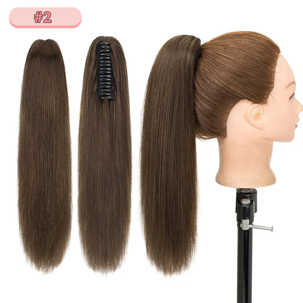 SEGO Claw Clip Ponytail Extension 100% Real Remy Human Hairpiece Pony Tails Hair Extensions Long Straight Ponytail for Women