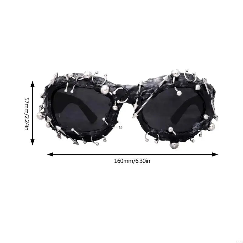Y88A Cool Hiphop Dancing Sunglasses With Rivet Frame For Various Occasion Everyday Use and Punk Eye Glasses for Night Event