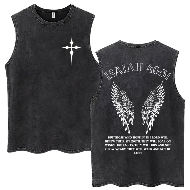 Christian Jesus Church Vintage Washed Tank Tops Bible Verse God Loves You Sleeveless T-shirt Men Women Cotton Loose Y2k T Shirts