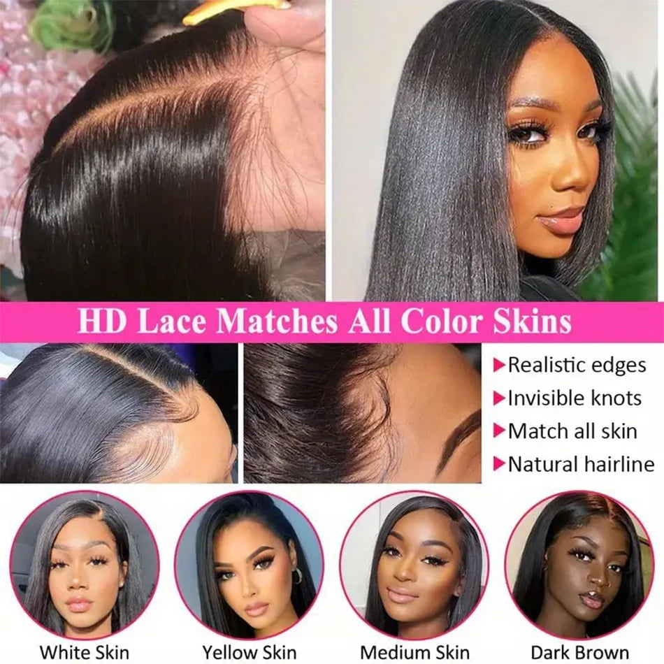 Glueless Wigs HD Transparent Lace Front Human Hair Wig 13x4 13x6 Bone Straight Frontal Wig Pre Plucked 4x4 HD Lace Closure Wig