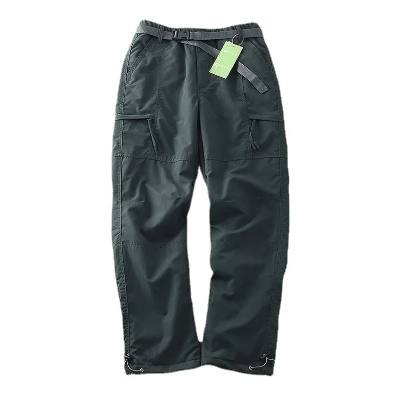 6XL Thick Waterproof Warm Fleece Cargo Pants Men Winter Outdoor Plus Velvet Multi-pockets Loose Straight Casual Overall Trousers