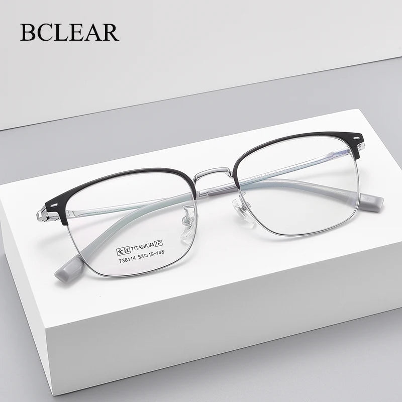 BCLEAR Men Women Retro Glasses Frame Ultra-light Titanium Myopia Glasses Optical Prescription Fashion Desgin Eyeglasses Frame