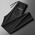 High end brand men's fashionable embroidered casual pants 2024 summer new cool silk breathable luxury solid color sports pants