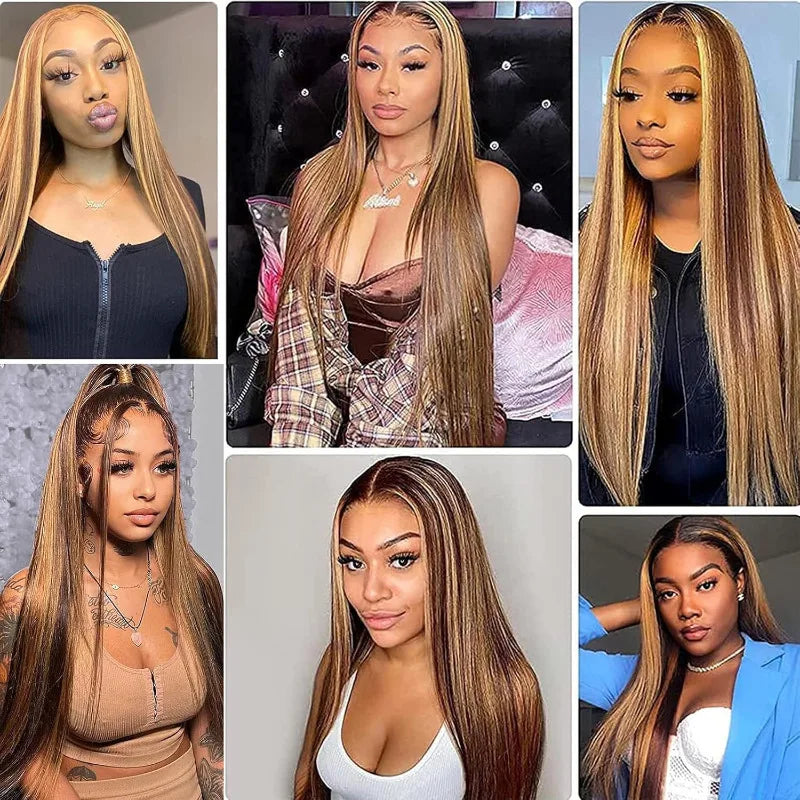 P4/27 Straight Human Hair Bundles Ombre 3 bundles Brazilian Highlight Straight Hair Weave Honey Blonde Bundles 100g/Bundle