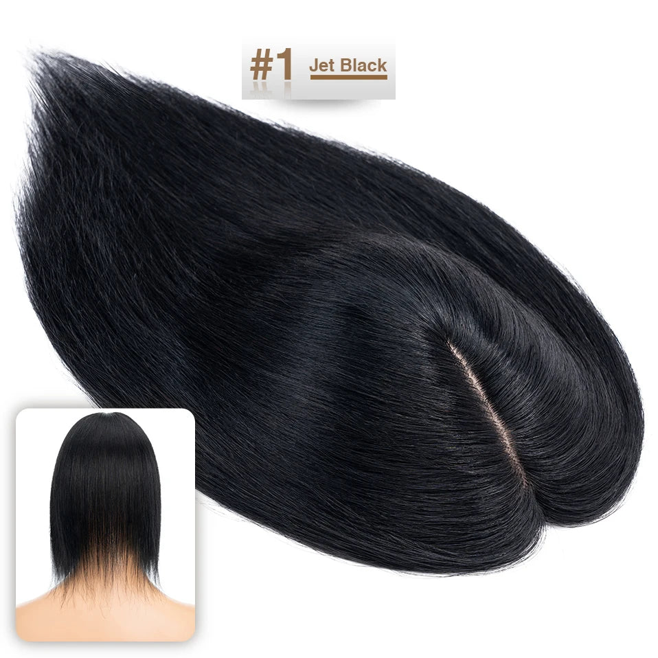 S-noilte 7x13cm Real Hair Toppers Silk Base Natural Hair Wig 100% Human Hair Prosthesis woman Brown Wigs Clip In Hair Extensions