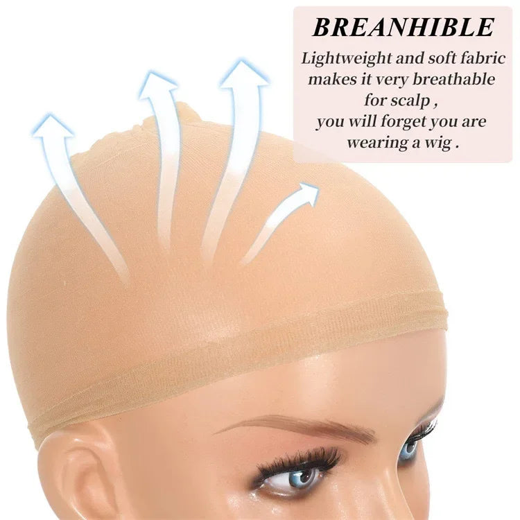2pcs Set Wig,Hair Net,Compression Cap,Solid Color Wig Cover Cap,Invisible Elasticity,Super Soft Breathable Stretch,Lightweight