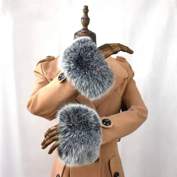 100% Real Fox Fur Cuffs Winter Natural Warm Oversized Arm Warmmer Wristband High Quality Coat Jacket Sleeve Fashion Luxury Cuffs