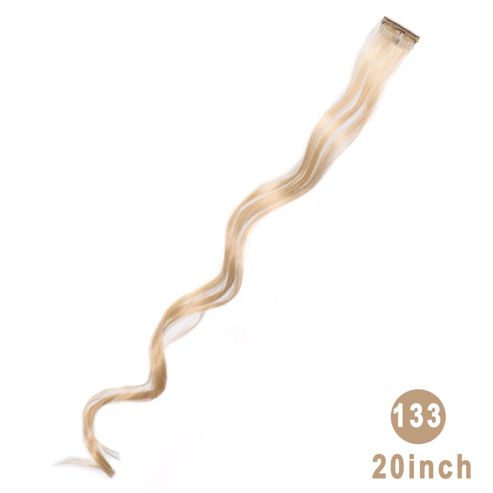 Lupu Synthetic Long Straight Rainbow Highlight Colored Hair Extensions Clip In Fake Hair Pieces For Women Heat Resistant