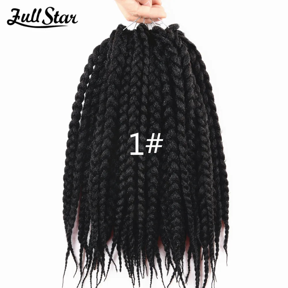 Full Star Box Braids Synthetic Hair 12" 18" 22" Crochet Braids Style Black Burgundy Brown for Africa America Women Crochet Hair