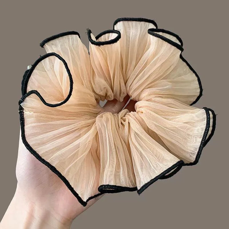 1/4Pcs New Korean Retro Folded Chiffon Oversize Scrunchies Women Sweet Temperament Fashion Exaggerated Hair Band Hair Accessorie