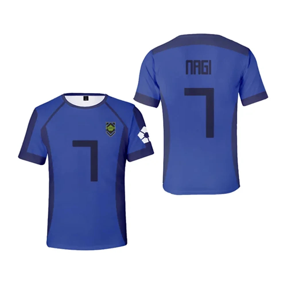 Anime Blue Lock Jersey 3D Print Nagi Soccer T-Shirts Men Women Short Sleeve Sports Tee Y2k Top Harajuku Cosplay Football t shirt