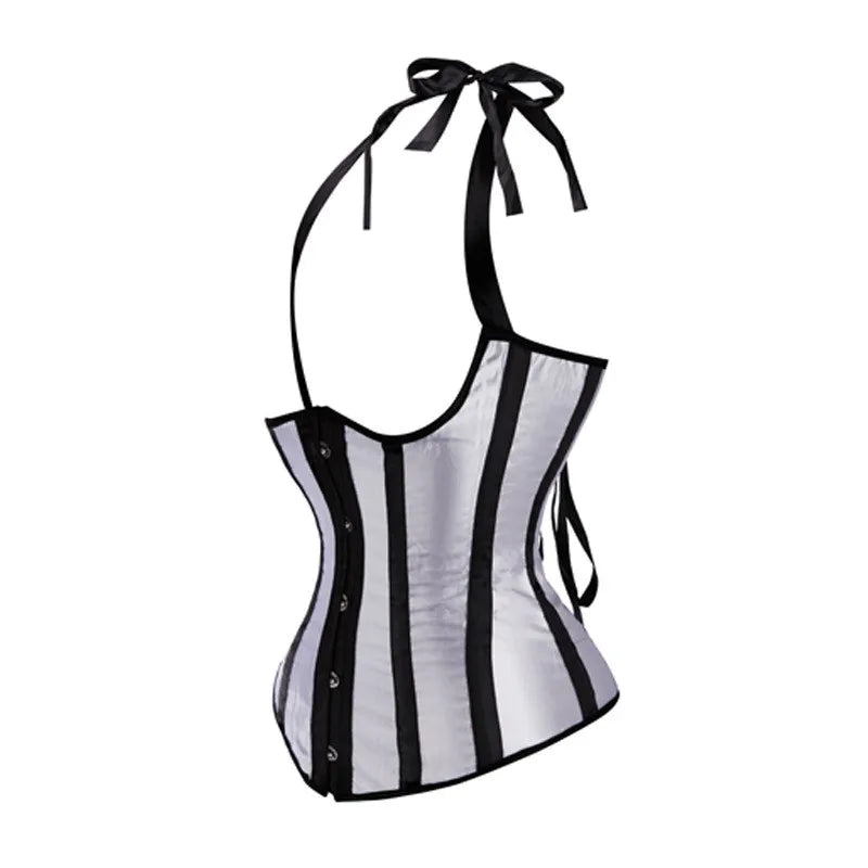 Lady Vest Corsets for Women Satin Halter Tops Straps Underbust Corset Bodyshaper Steampunk Corset Bustier Sexy Cupless Lingerie