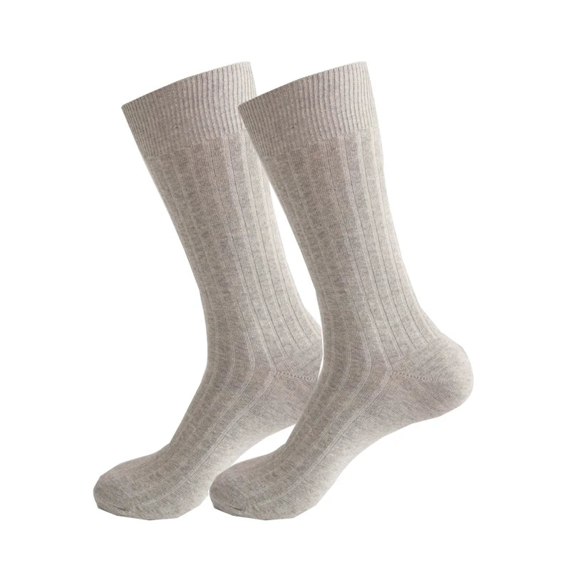 Mans Socks Long Plus Large Size Cotton Solid Striped Business Boneless Soft Breathable Sweat-Absorbing Party Dress Crew Socks
