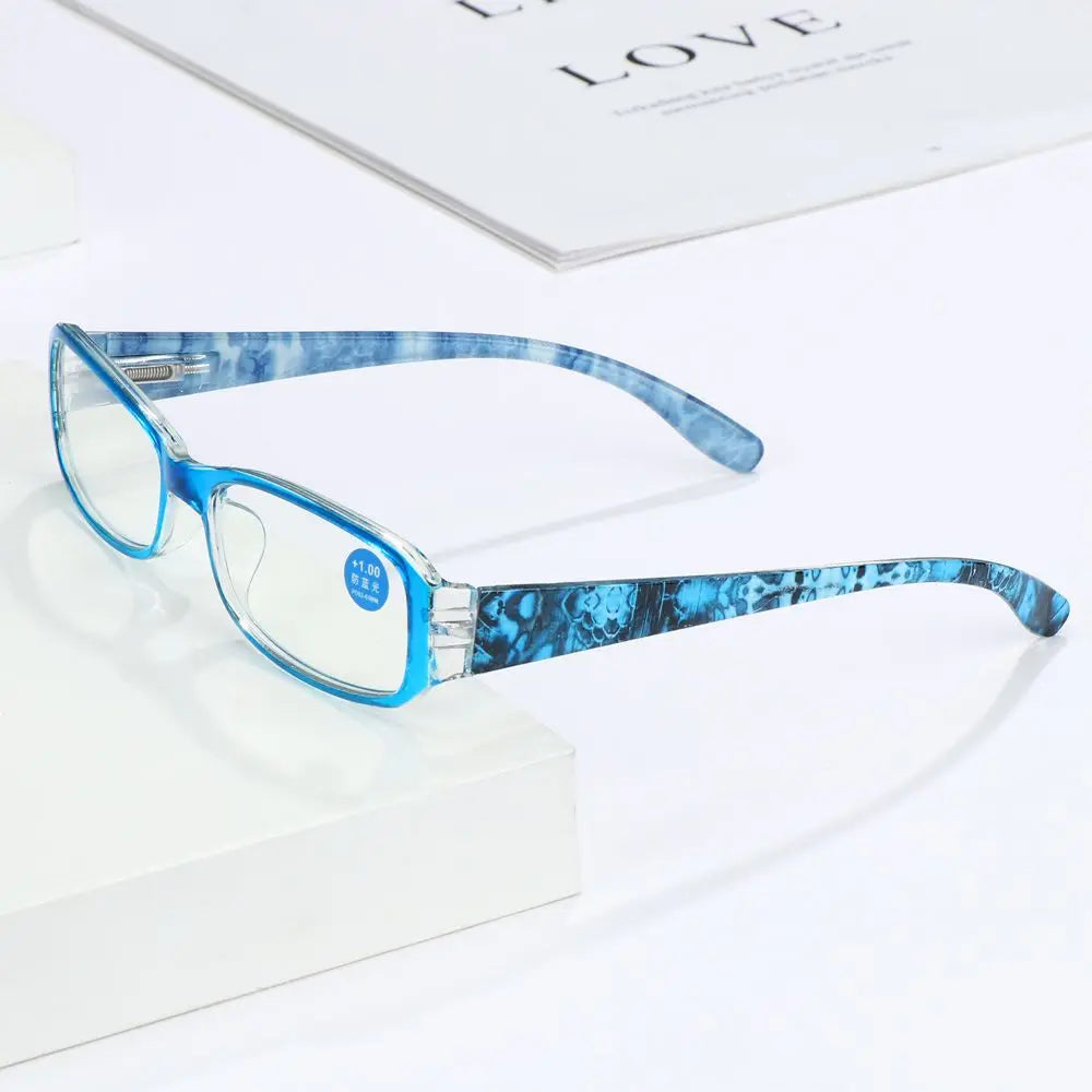 Fashion Anti-Blue Light Reading Glasses for Women Ultra-Light Eye Protection Flowers Comfortable Eyeglasses Diopter +100~+400