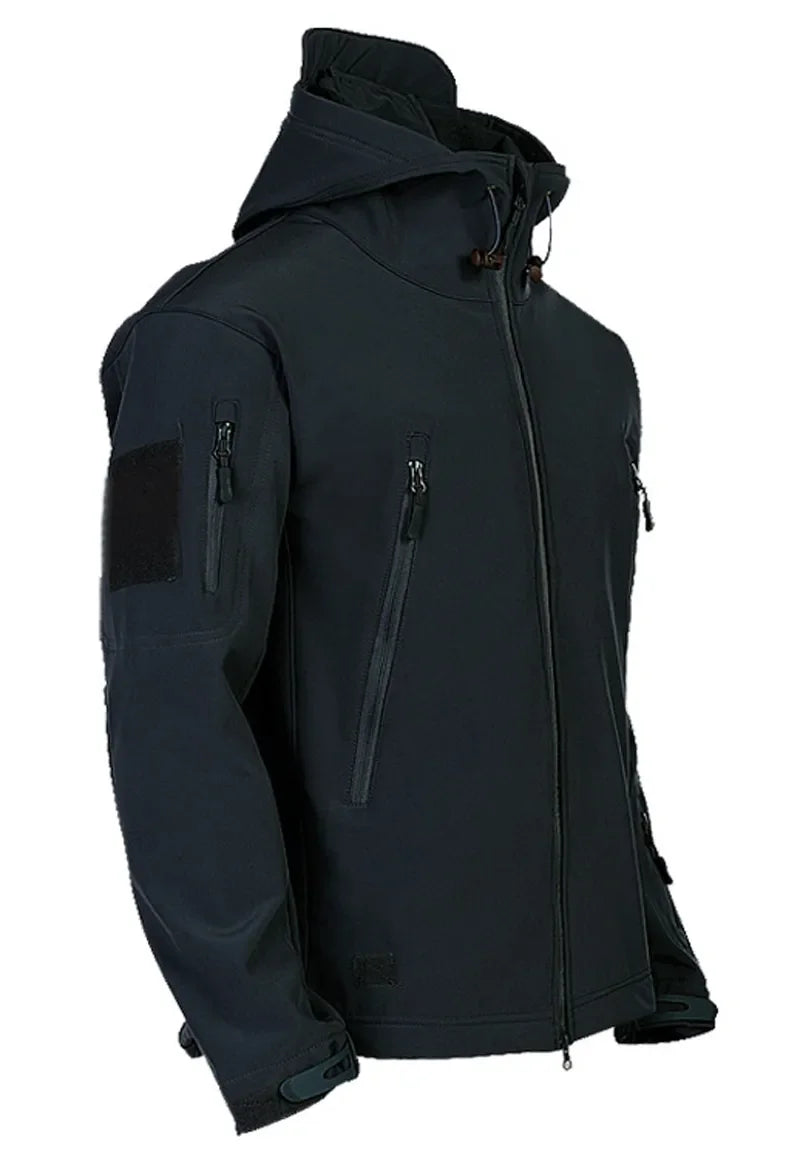 2025 New Fashionable Shark Skin Soft Shell Jacket Men's Tactical Windproof Waterproof Jacket Men's Jacket Hooded Jacket S-XXXXL