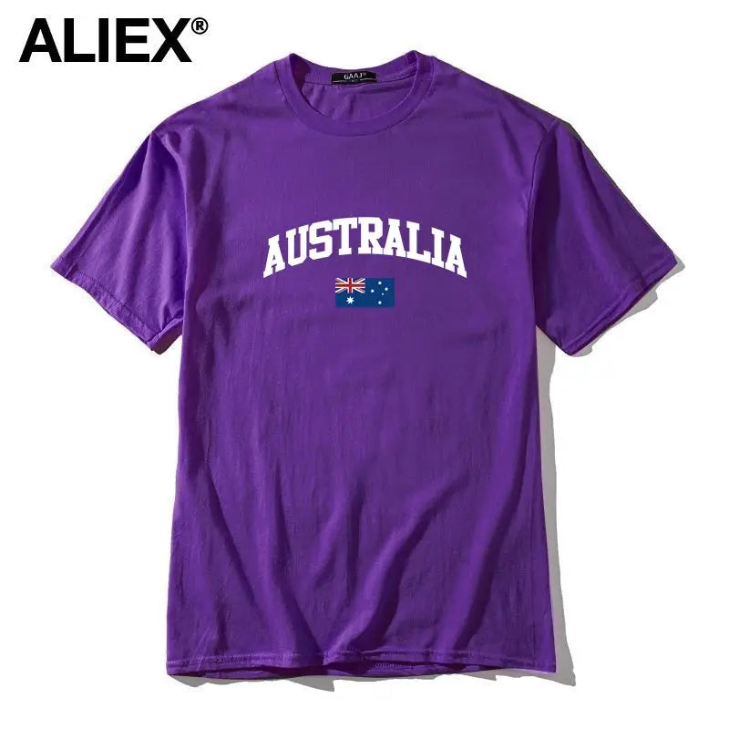 100 Cotton ALIEX Australia Flag T Shirt Men T Shirts Homme T-shirts For Man Top Top Tee 3XL Clothing Funny Tshirt Brand  UTSDA#