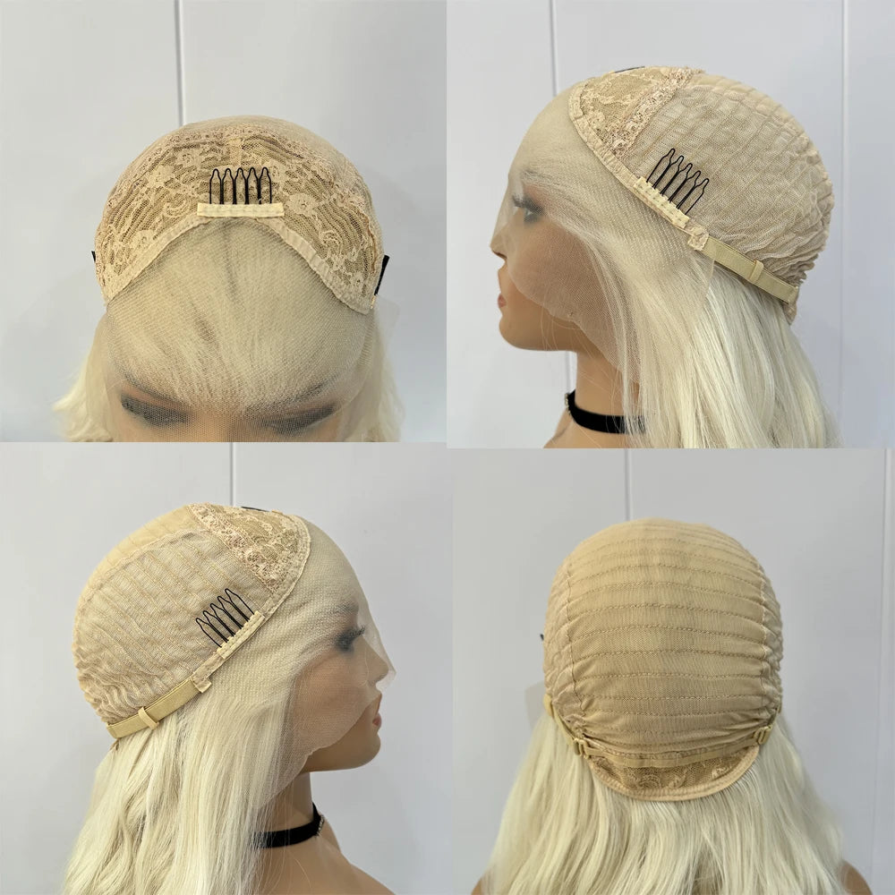 Brown Wave Wig Synthetic Lace Front Wigs For Women Long Deep Wave Lace Hair Frontal Wig White Wig Orange Heat Resistant Cosplay
