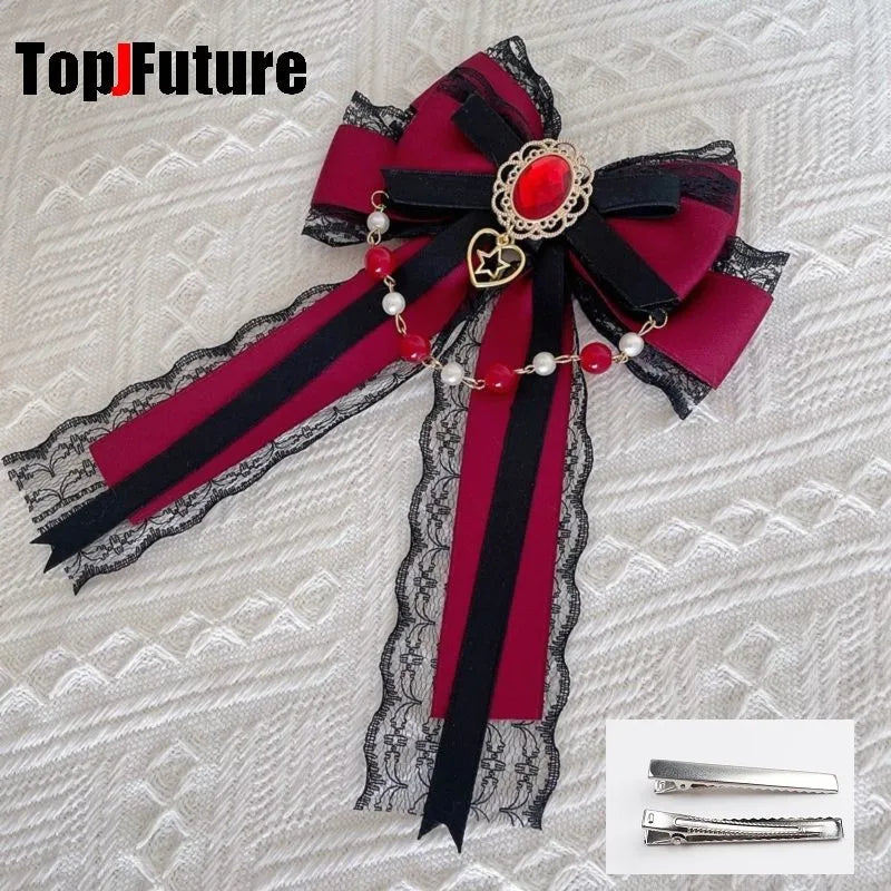 “Castle Night“ Gothic Women Subculture Punk Y2K girl Harajuku dark Bow Hairpin Hair clip Edge clamp Hair accessories headband