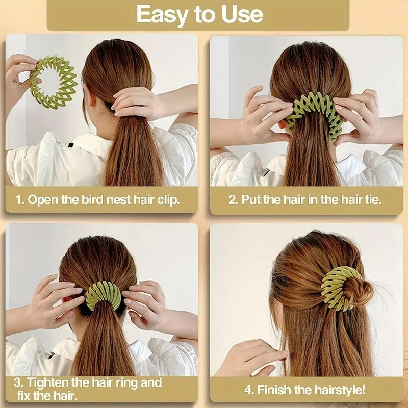 Pack of 7 Hair Clips, Vintage Bird Nest Hair Clips,Bird Nest Hair Clip, Expandable Headpiece Headband for Girls (Flocking)