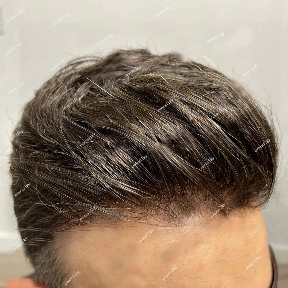 Natural Frontline Dark Brown#2 Black Blonde Super Durable Thin HD Skin PU 1B50 1B80 Grey Men's Toupee 100% Human Hair Wig System