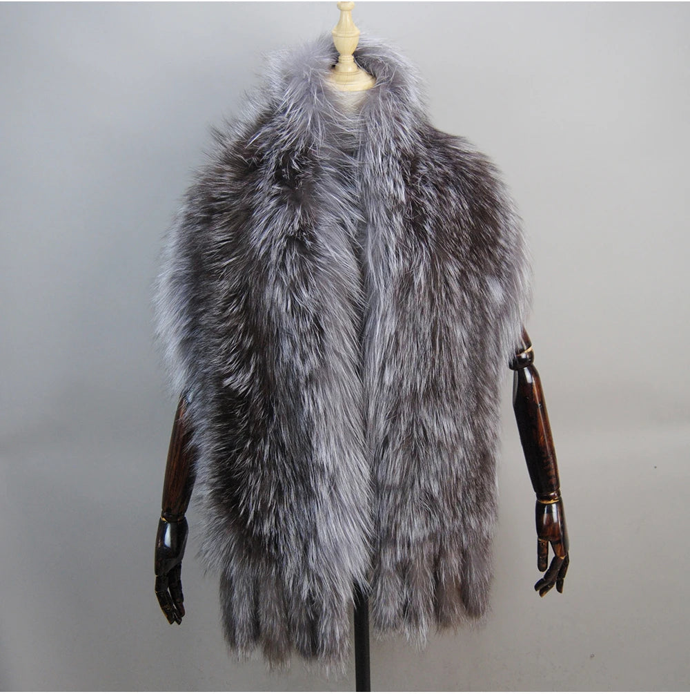 Hot Sale Genuine Fox Fur Shawl For Women Real Natural Fox Fur Female Capes And Wraps For Wedding Bride Winter Warm Outwear Scarf