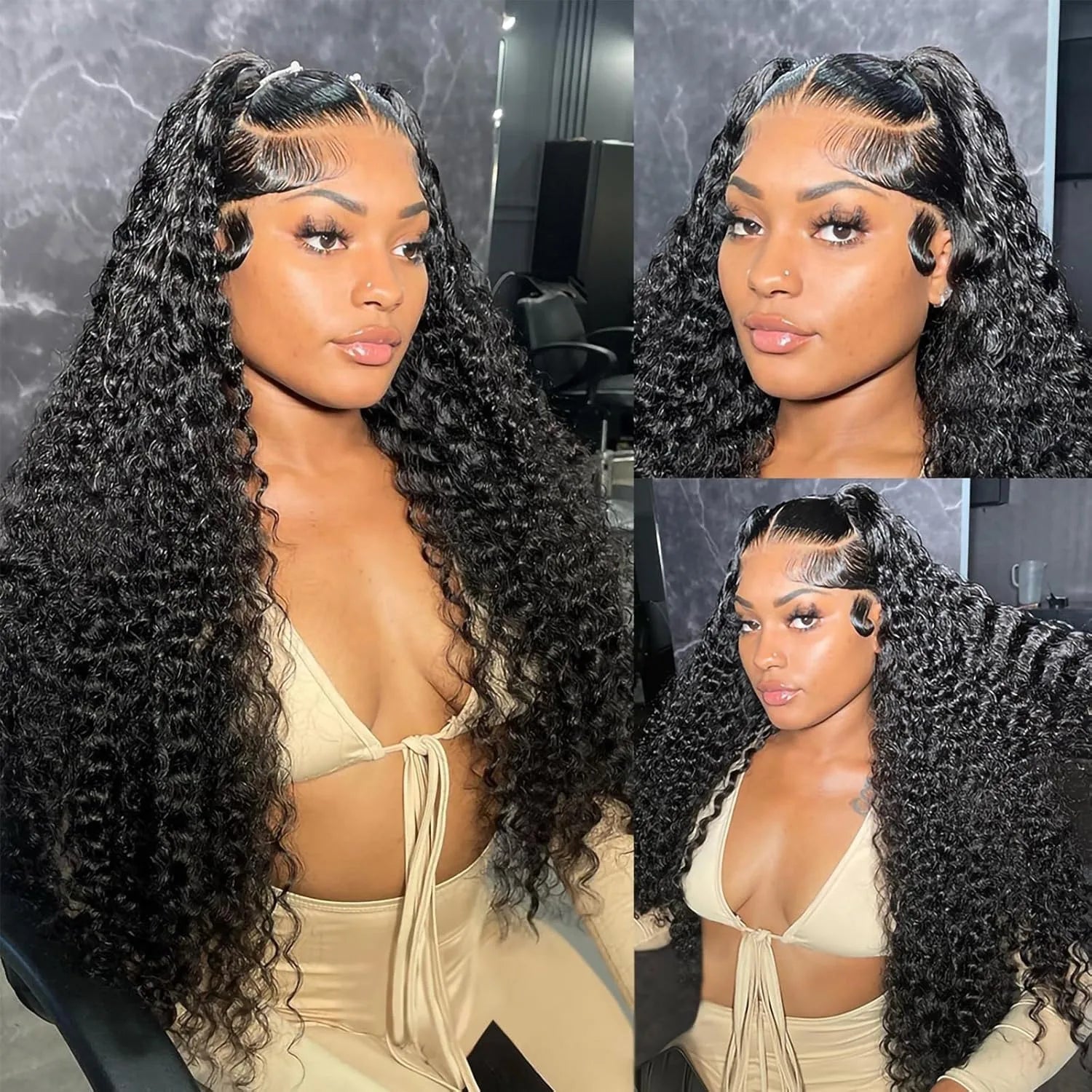 34 40 Inch 13x4 HD Transparent Deep Wave Lace Frontal Wig 210% Density 13x6 Water Curly Lace Front Human Hair Wigs For Women
