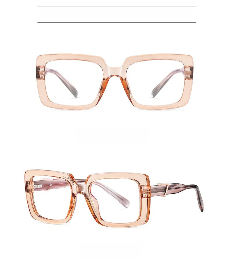 New Fashion Plate Blue Light Blocking Women's Glasses Frame Large Square Frame Optical Prescription Eyeglasses For Women BC910
