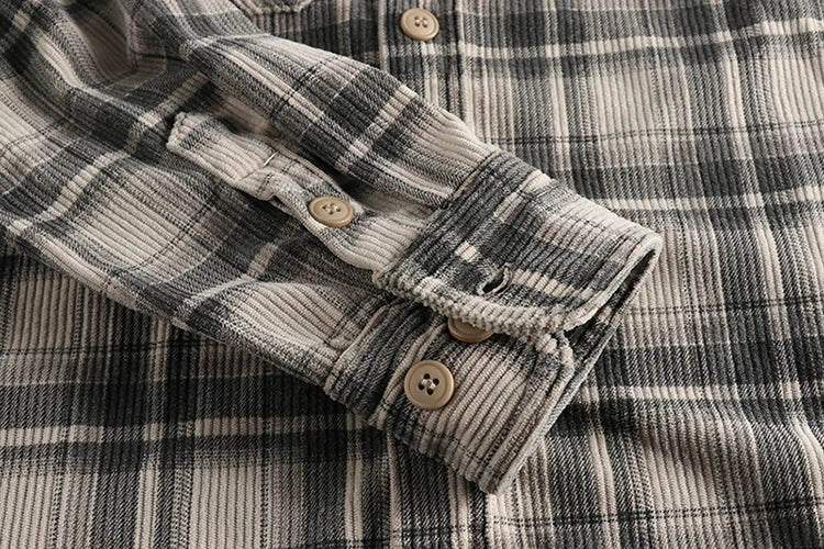 May Khaki retro spring and autumn tide style men's long-sleeved shirt washed corduroy comfortable daily all-match tide coat