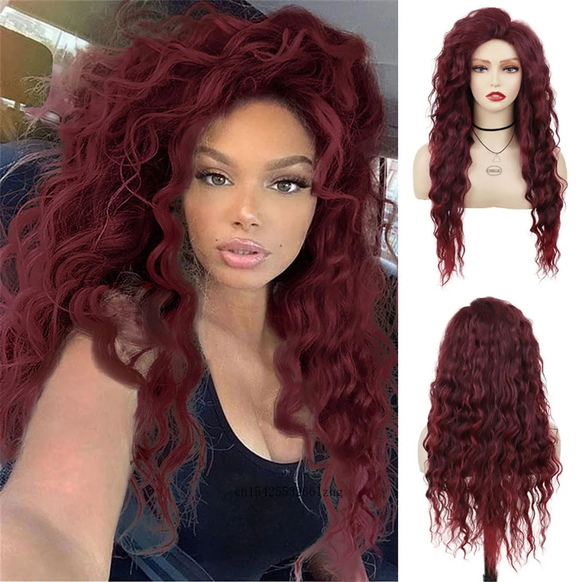 GNIMEGIL Synthetic Grey Hair Long Water Wave Wigs for Women Natural Fluffy Curly Wave Wig Cosplay Halloween Party Heat Resistant