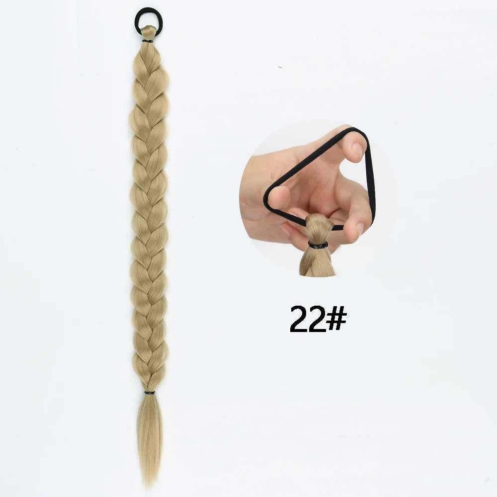 Synthetic Braided Ponytail Extensions Blonde Hairpiece Long Pony Tail With Hair Tie Rubber Band Hair Blonde For Women