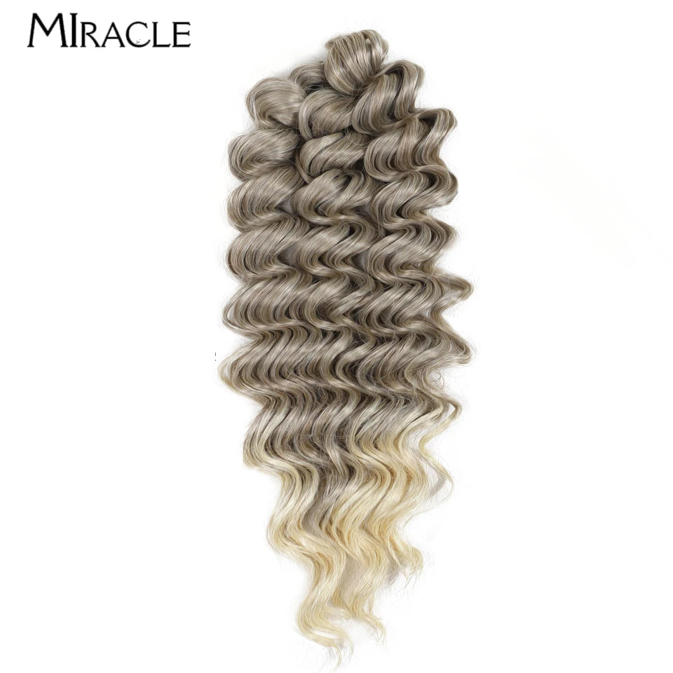 MIRACLE Crochet Hair Extensions 30 Inch 70CM Deep Wave Braiding Hair Bundles Synthetic Crochet Braids Hair Water Wave Fake Hair