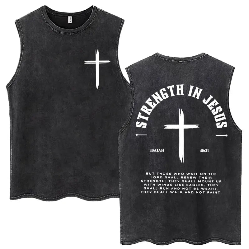 Christian Jesus Church Vintage Washed Tank Tops Bible Verse God Loves You Sleeveless T-shirt Men Women Cotton Loose Y2k T Shirts