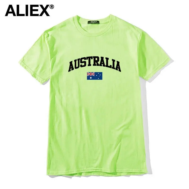 100 Cotton ALIEX Australia Flag T Shirt Men T Shirts Homme T-shirts For Man Top Top Tee 3XL Clothing Funny Tshirt Brand  UTSDA#