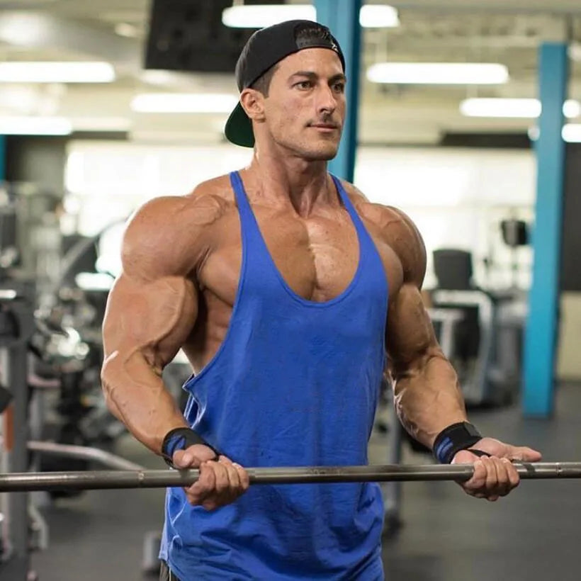 Gym Tank Top Men Bodybuilding Clothing Blank shirt Fitness Singlets Sleeveless Tanktops Cotton Muscle Stringer Vest Man