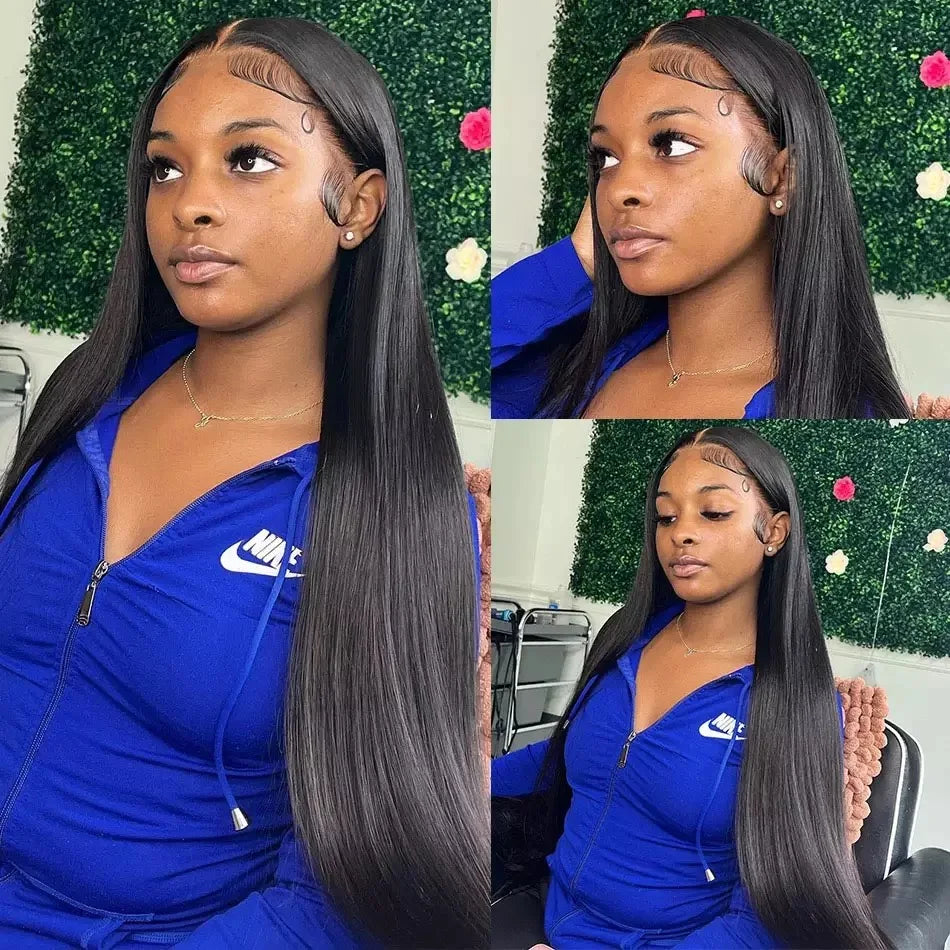 Peruvian Straight 13x4 Lace Front Human Hair Wig Natural Color 8-30 Inch 4x4 HD Transparent Lace Closure Wig For Black Women