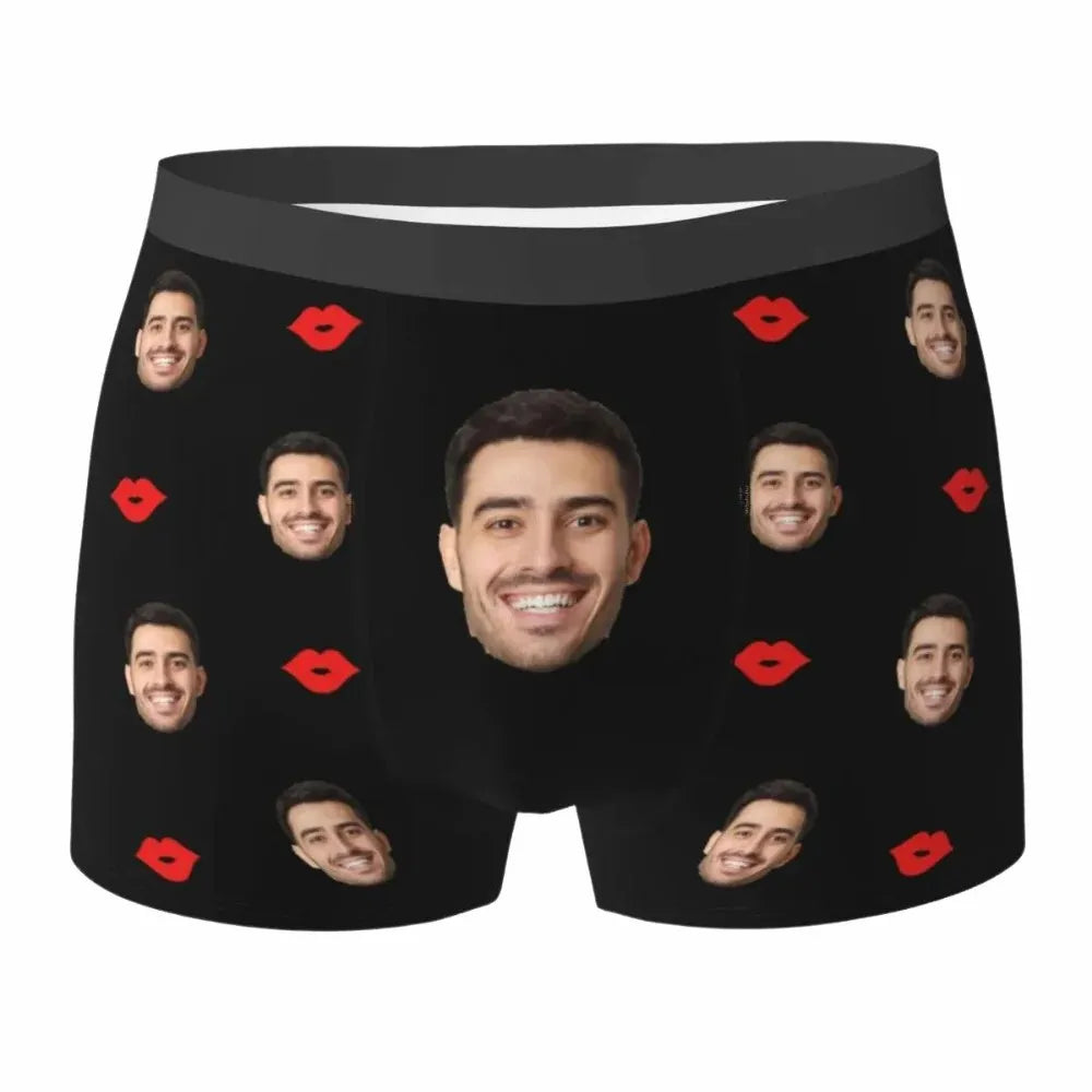Personalized Face Photo Underwear - Custom Heart Boxer Briefs - Custom Men Briefs - Gift For Husband - Anniversary Gift for Dad