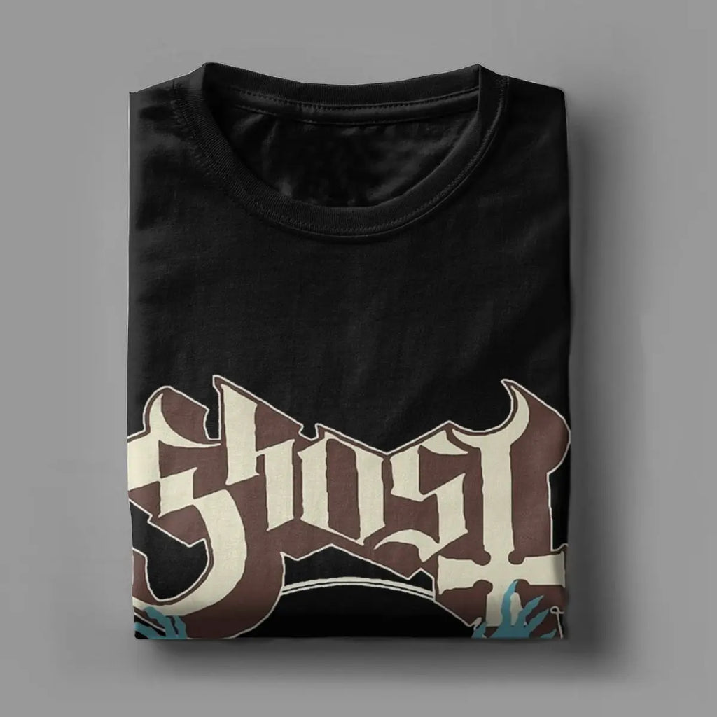 Humorous Ghost Band T-Shirt for Men O Neck 100% Cotton T Shirts Short Sleeve Tee Shirt Gift Idea Tops