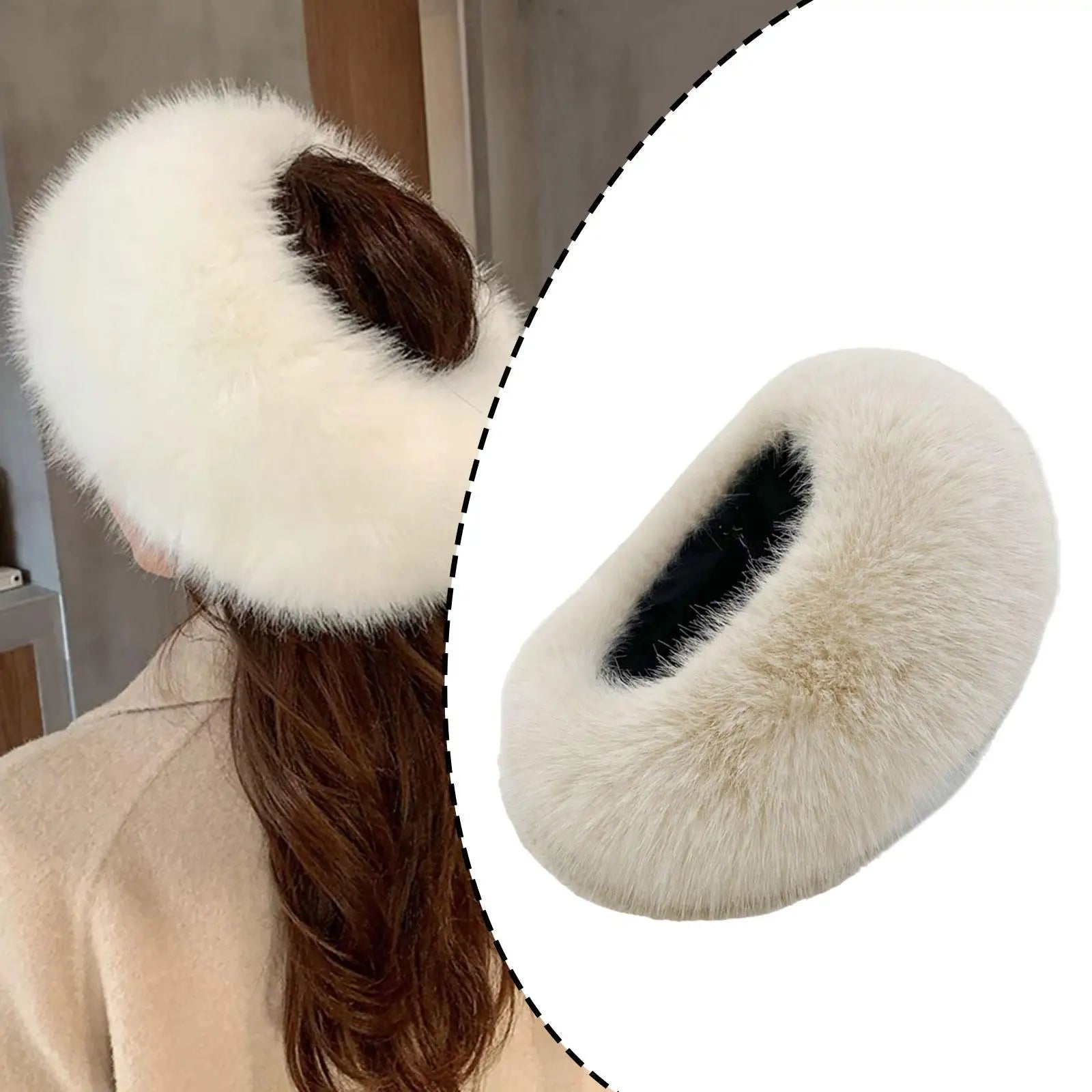 Faux Fur Headband for Women, Trendy Ear Protection Ski Hat, Earwarmer Earmuff for Daily Wear Outdoor Sport Camping