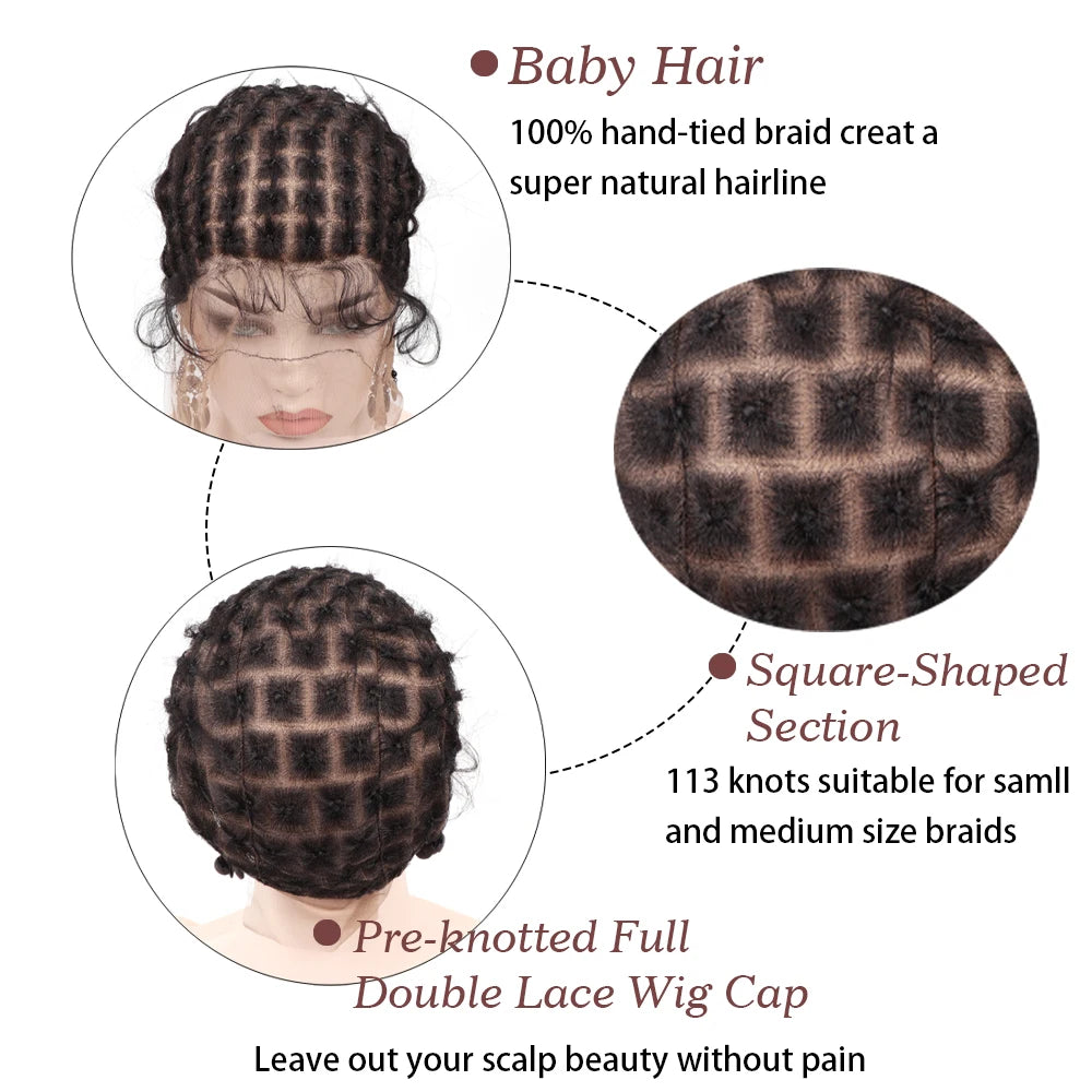 Ventilating Full Lace Wig Cap For Crochet Braiding Hair Black Braided Wig Cap For Making Afro Glueless Wig Lace Wig Cornrow Cap