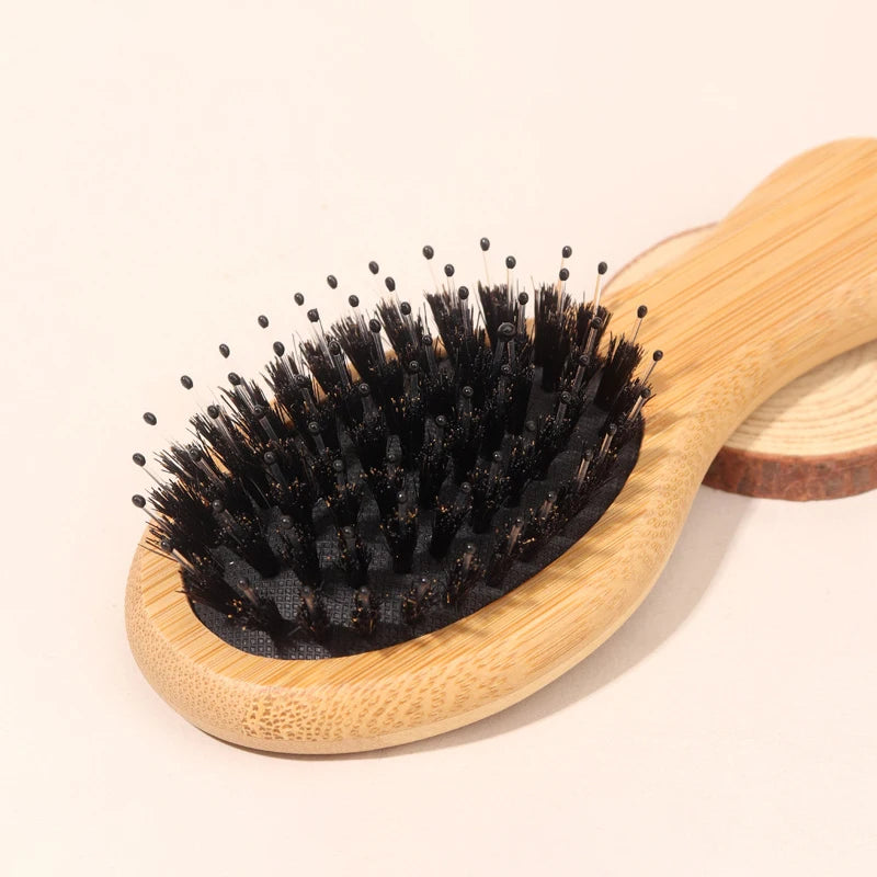 1pc bamboo mini air cushion comb anti-static comb hair care styling comb to reduce hair loss Special for real hair wigs