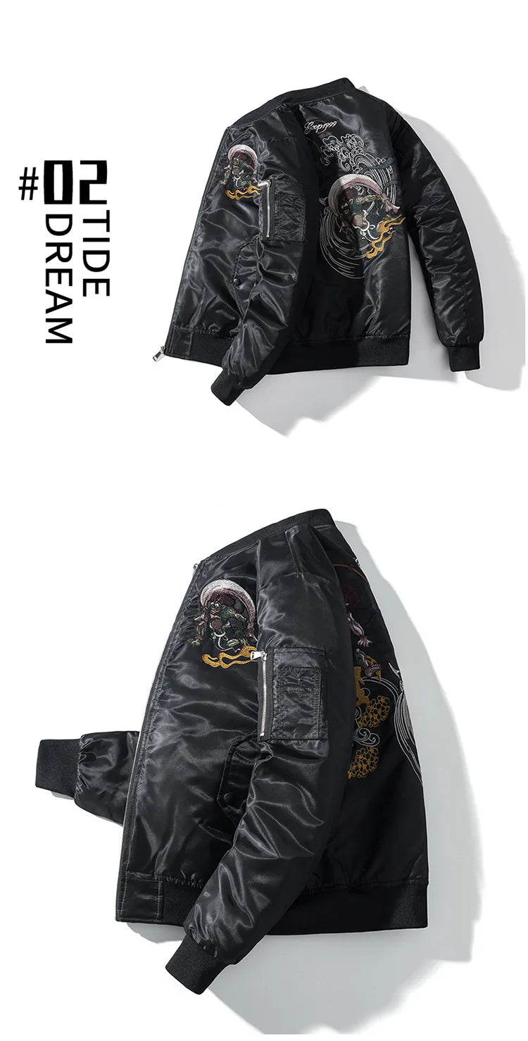 Embroidery Bomber Jackets Men Sukajan Luxury Clothing Baseball Coat For Man Pilot Luxury 2025 Spring Autumn Winter Japan