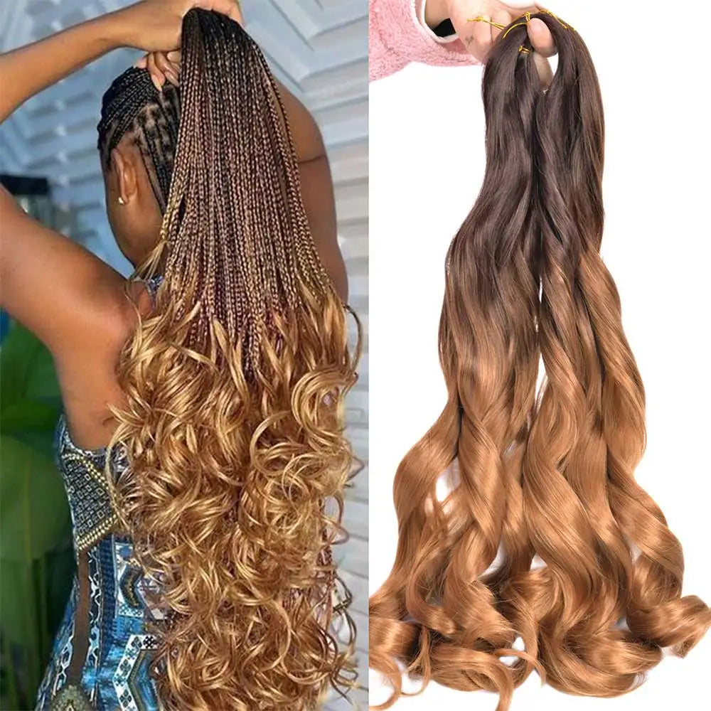 French Curls Braiding Hair Extensions 24Inch Synthetic Curl Hair Loose Wave Spiral Curl Crochet Hair Braids For Black Women