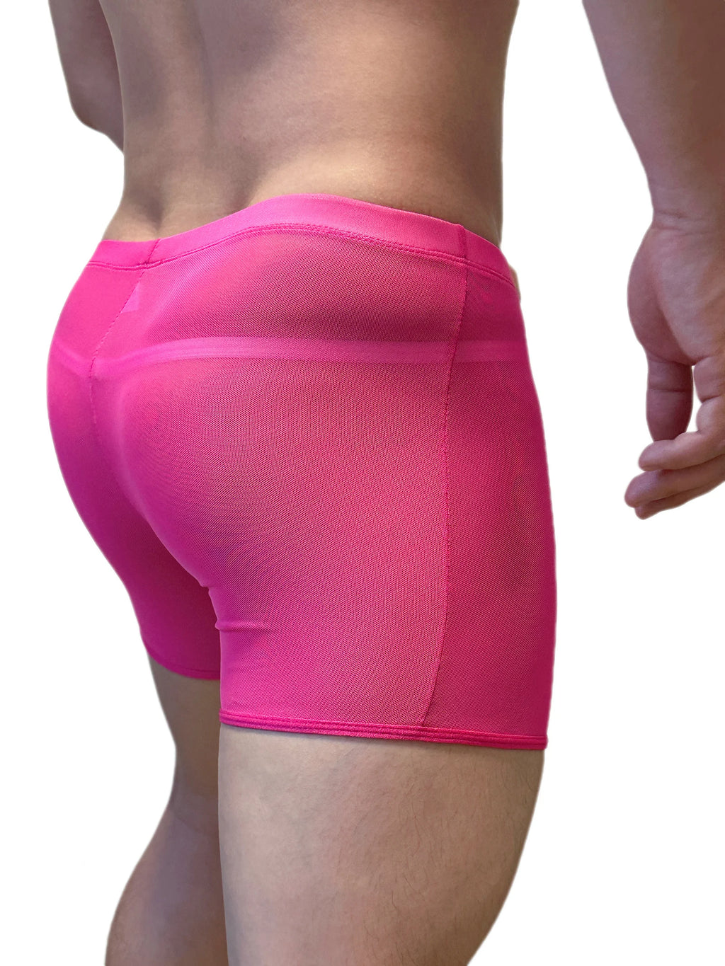 Mens Sexy Mesh Underwear Boxers Shorts Transparent Man Penis Pouch Panties Sheer Underpants Long Leg Boxershorts
