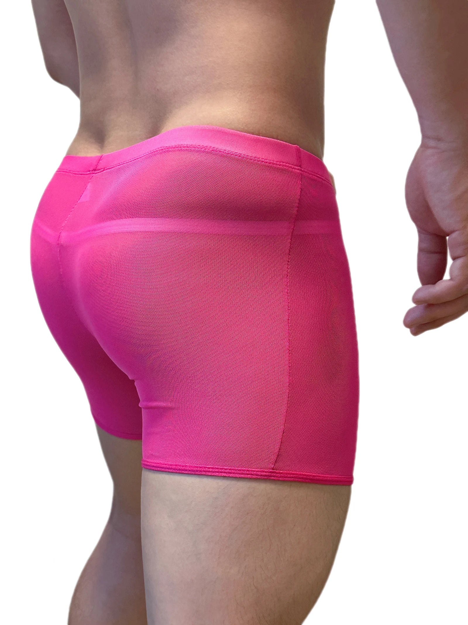 Mens Sexy Mesh Underwear Boxers Shorts Transparent Man Penis Pouch Panties Sheer Underpants Long Leg Boxershorts