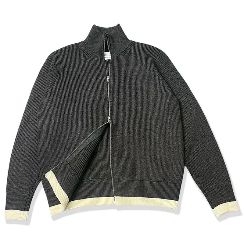 Warm Knitted Cardigan Men Double Zipper Turtleneck Cashmere Men's Winter Knit Jacket Autumn Spring Casual Fashion Sweater Coat