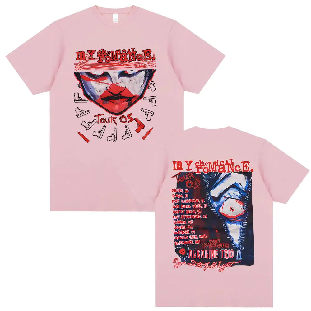 90s Punk Band My Chemical Romance Tour 2005 T-shirt Men Women Gothic Fashion Street Oversized Tshirt Male Soft Cotton T Shirts