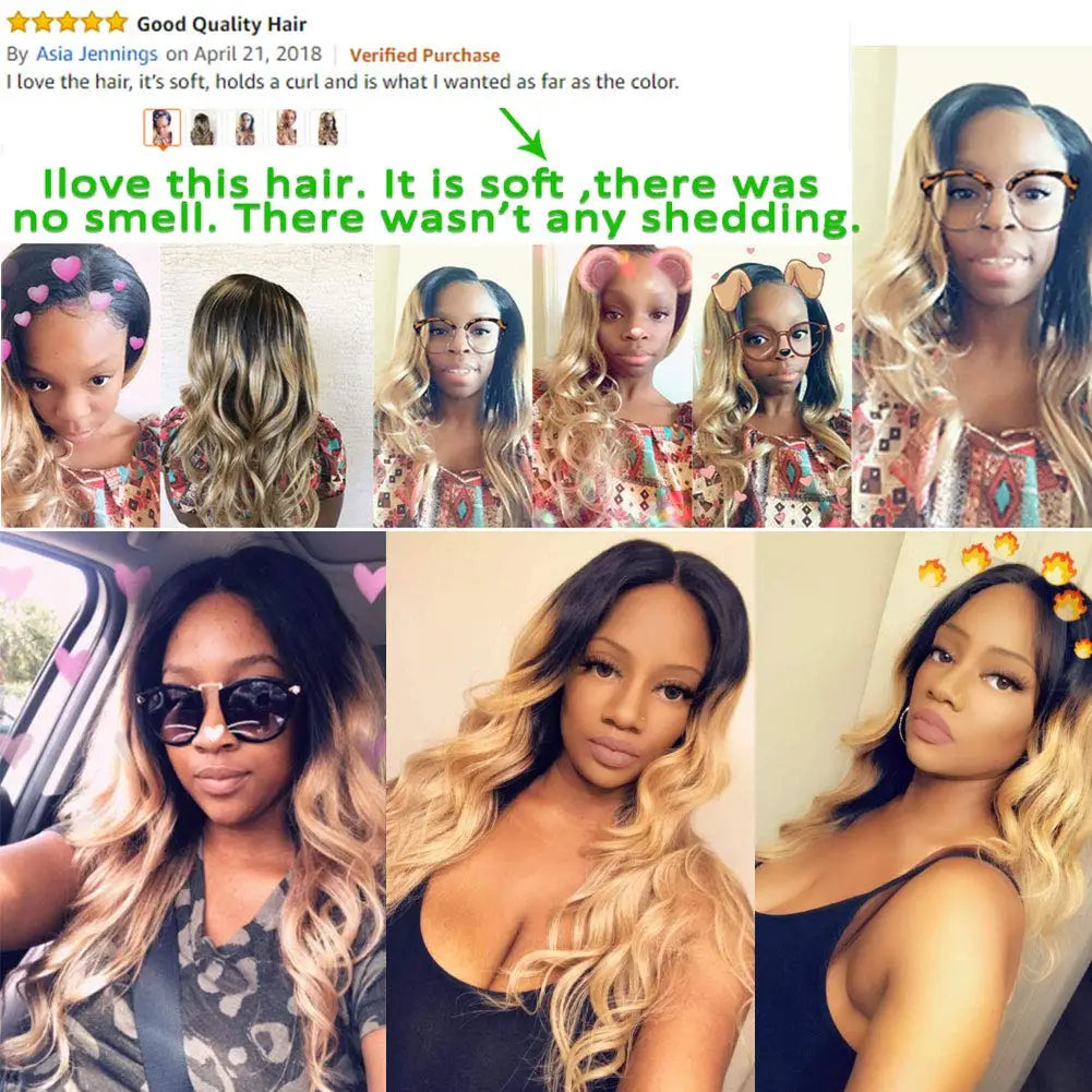 Ombre Color Body Wave Human Hair Bundles with closure Brazilian human hair 1b/4/27 Hair Weave Bundles human Hair Extension 4x4