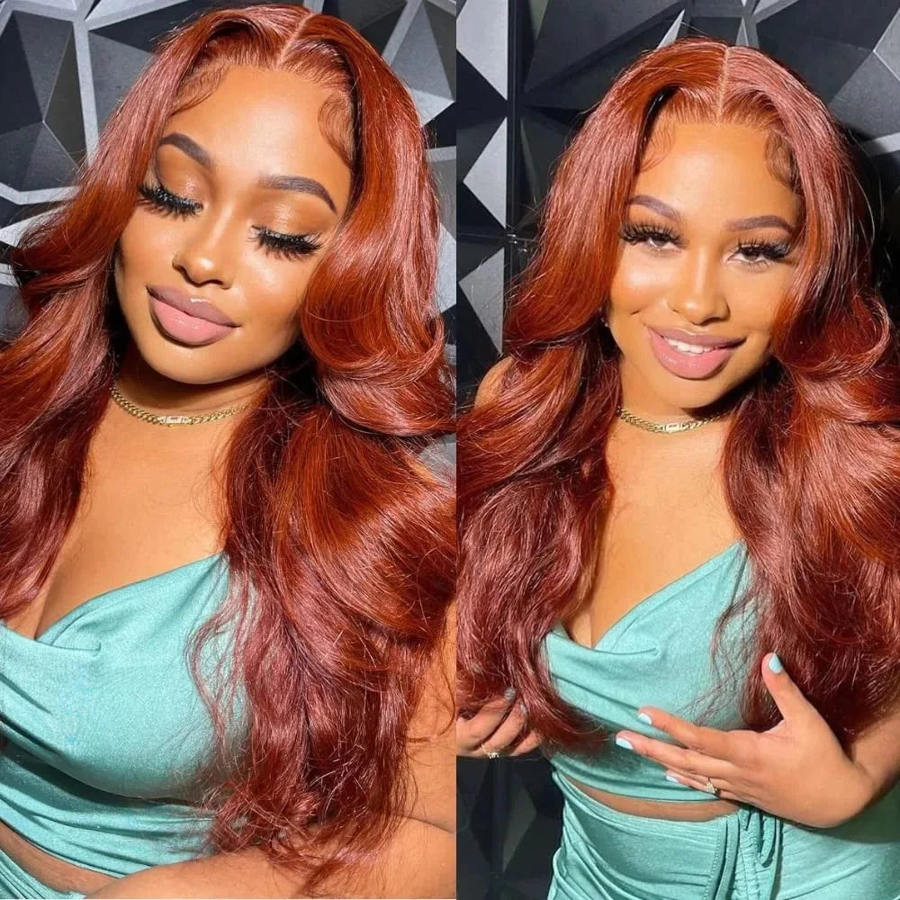 HD Reddish Brown Body Wave 13x4 Lace Front Human Hair Wigs Colored 100% Vietnamese Remy Human Hair Wigs Pre Plucked For Women