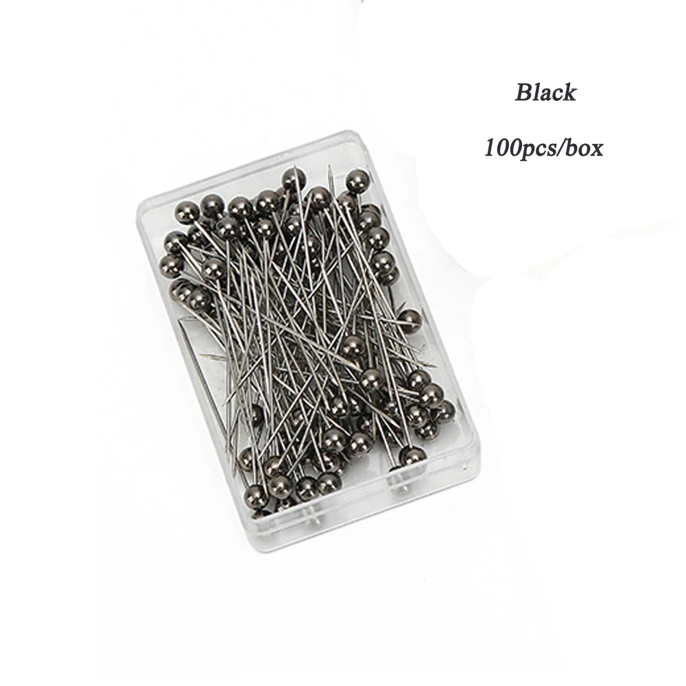 100pcs Colorful Pearlescent Large-Head Needles for Cross-Stitch Clothing Positioning 38mm Length